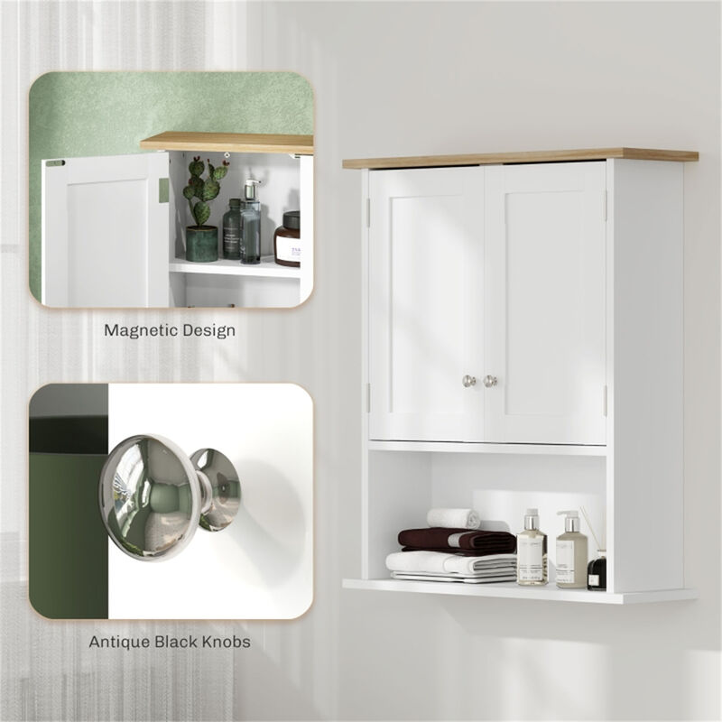 Wall Mounted Storage Cabinet with Doors, Bathroom & Kitchen Organizer