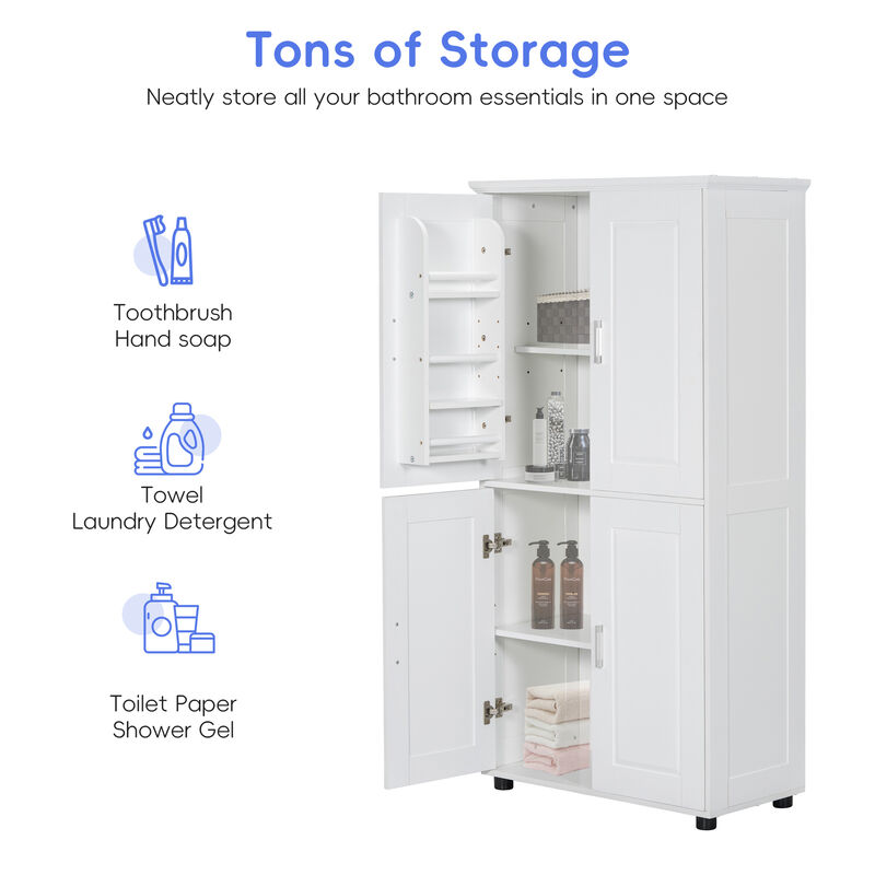 Merax  Modern Bathroom Floor Storage Cabinet with 4 Doors