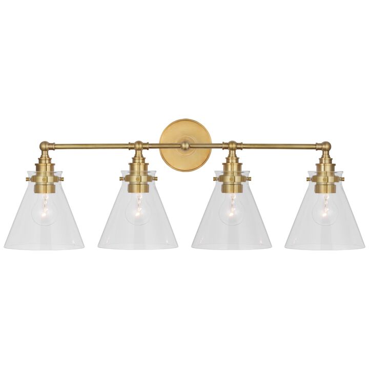Parkington 24" Three Light Bath Bar in Antique-Burnished Brass with Clear Glass