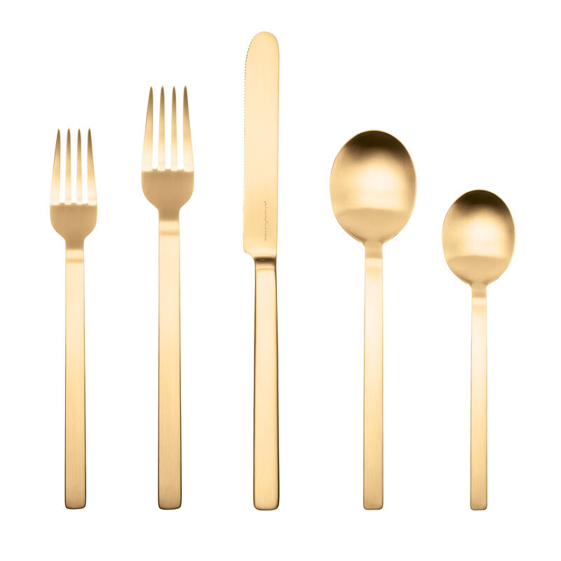 Stile By Pininarina 5-Piece Flatware Set in Ice Gold