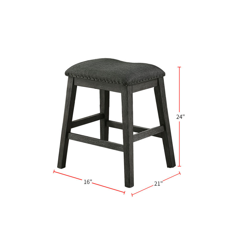 Linen-Fabric Padded Counter Stool, Dark Grey(Set Of 2)