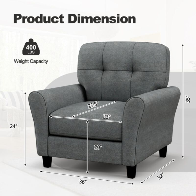 Hivvago Modern Upholstered Accent Chair with Rubber Wood Legs-Gray