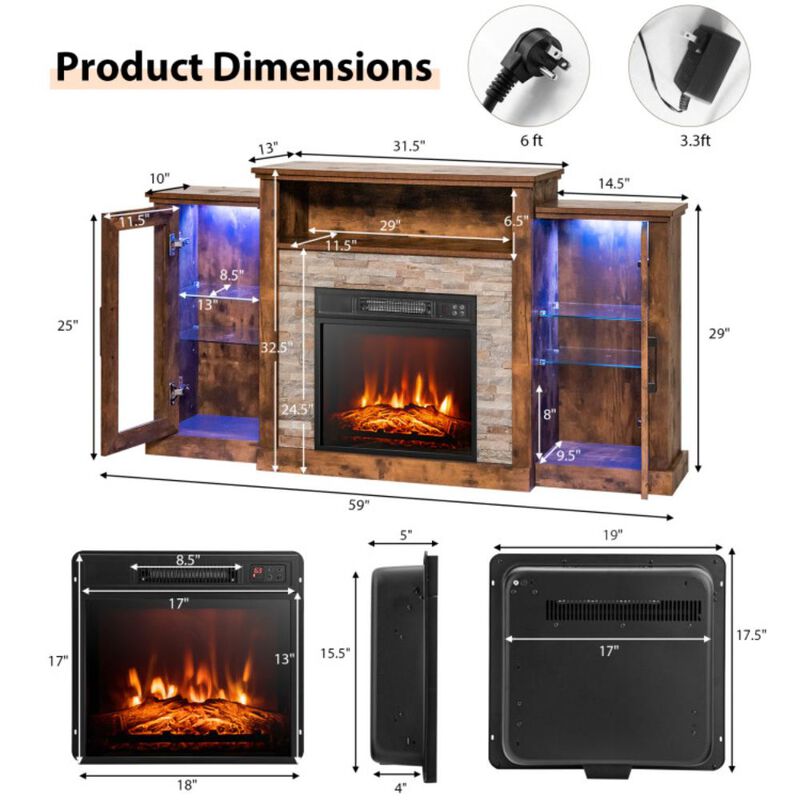 Hivvago FireplaceÂ TV Stand with 16-Color Led Lights for TVs up to 65 Inch
