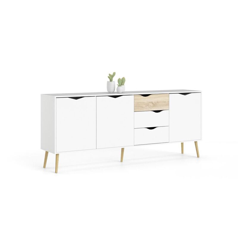 Tvilum Diana Sideboard with 3 Doors and 3 Drawers, White/Oak Structure