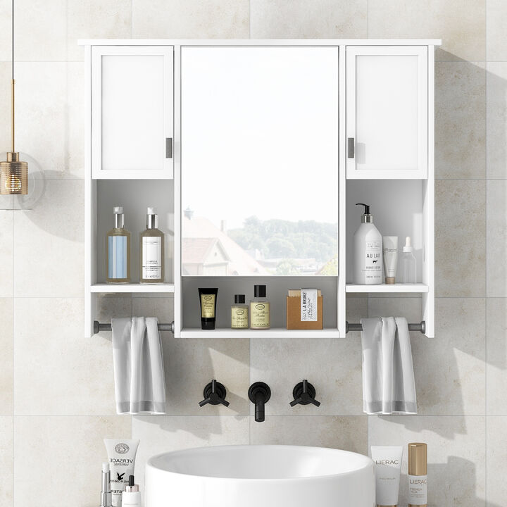Modern Bathroom Wall Cabinet with Mirror and Convenient Towel Bar