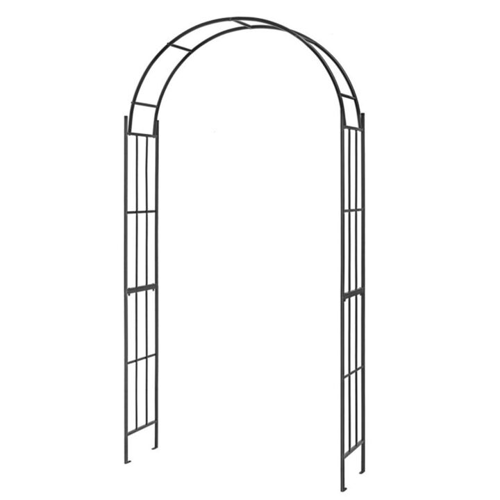 Hivvago 7.5 Feet Metal Garden Arch for Climbing Plants and Outdoor Garden Decor-Black