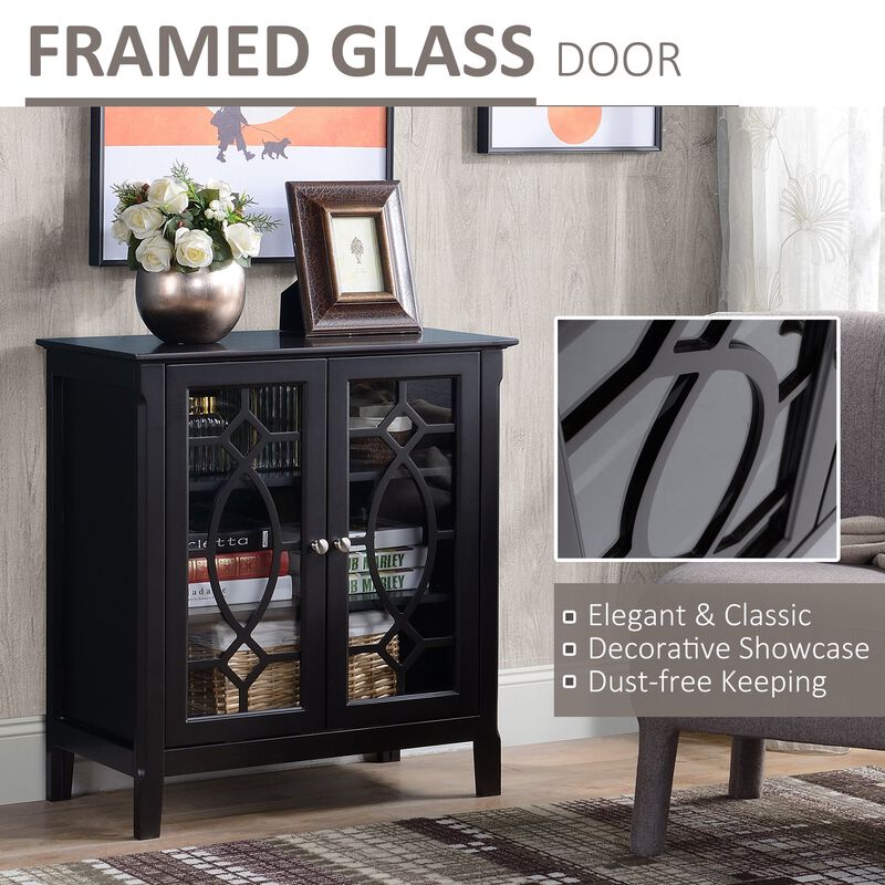 Espresso Dining Storage: Display Cabinet with Glass Doors