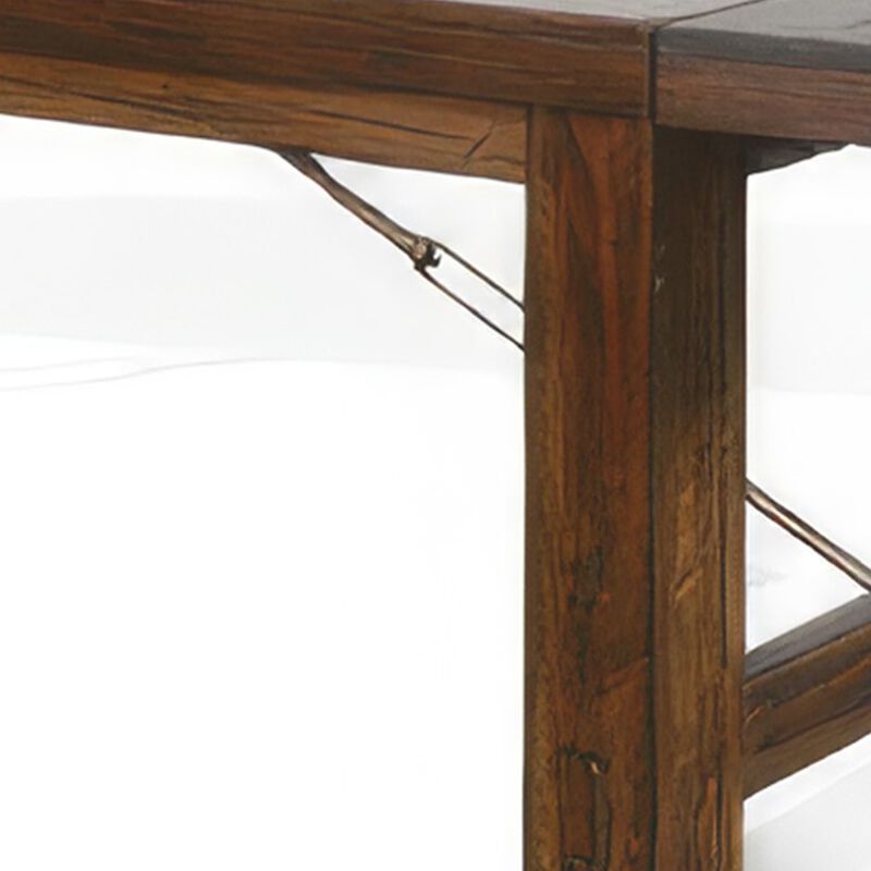 Reggie Dining Table, Brown Mahogany Rectangular Extendable 86-122 Inch - Benzara