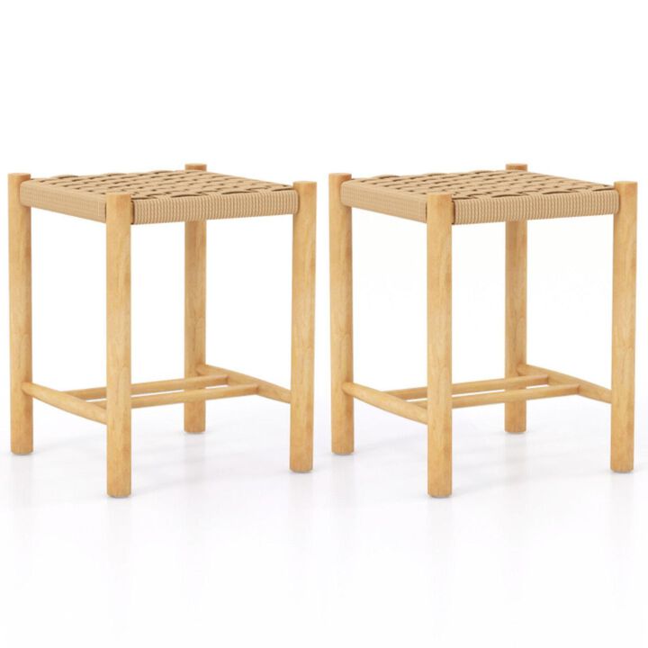 Hivvago Dining Stool Set of 2 with Rubber Wood Frame Hivvago Dining Stool Set of 2 with Rubber Wood Frame