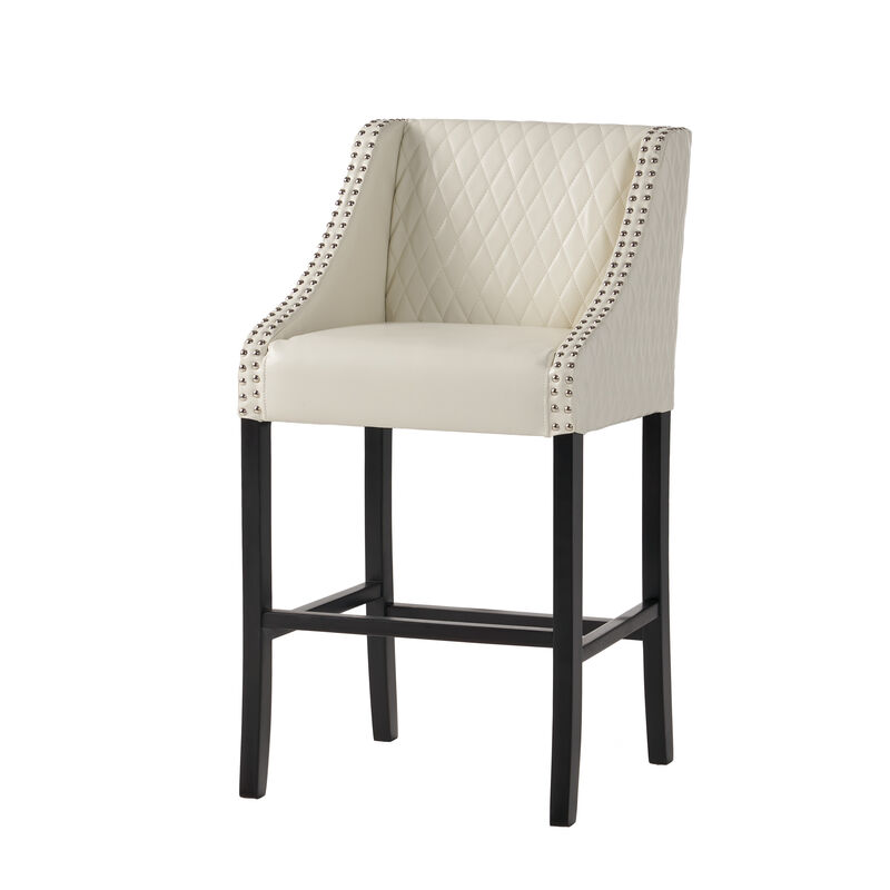 Filton Ivory Quilted Stools Transitional Elegance and Comfort