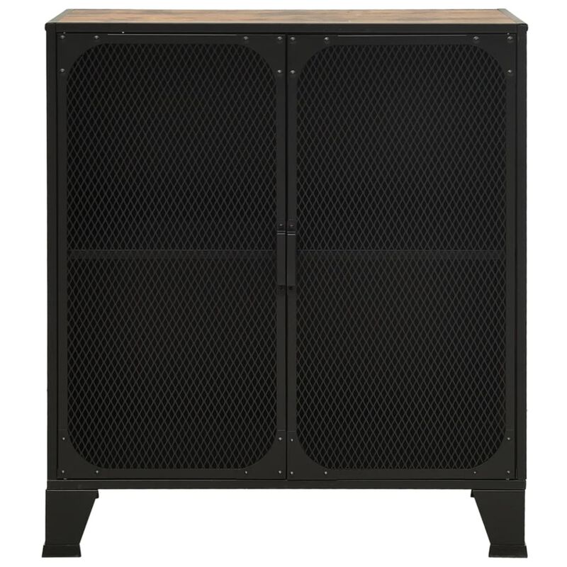 vidaXL Storage Cabinets 2 pcs Rustic Brown 28.3"x14.2"x32.3" Metal and MDF