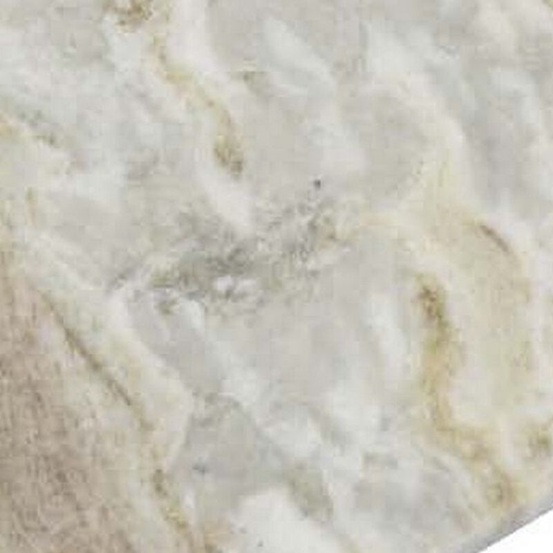 Entro Tray Set of 2, Rectangular Shape, 2 Gold Handles, White Finish Marble - Benzara