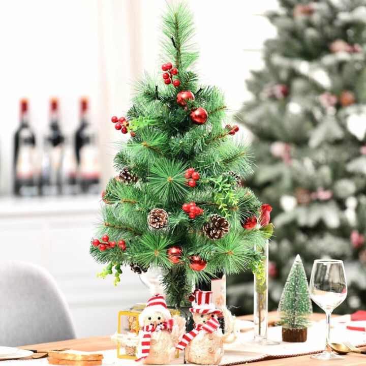 Hivvago Set of 2 29 Inch Battery Powered Pre-lit Pathway Holiday Christmas Trees