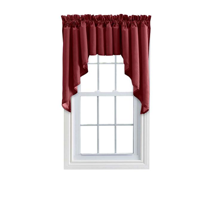Ellis Stacey 3" Rod Pocket High Quality Fabric Solid Color Window Lined Swag Set 126"x36" Merlot