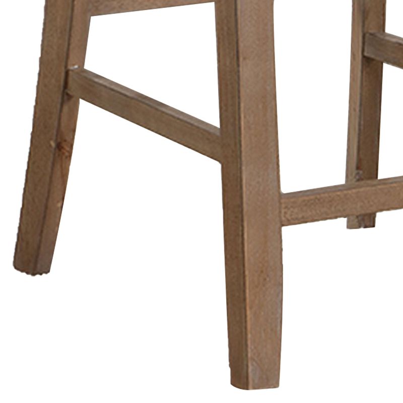 Mana 26 Inch Counter Height Chair, Set of 2, Beige Fabric, Brown Frame-Benzara