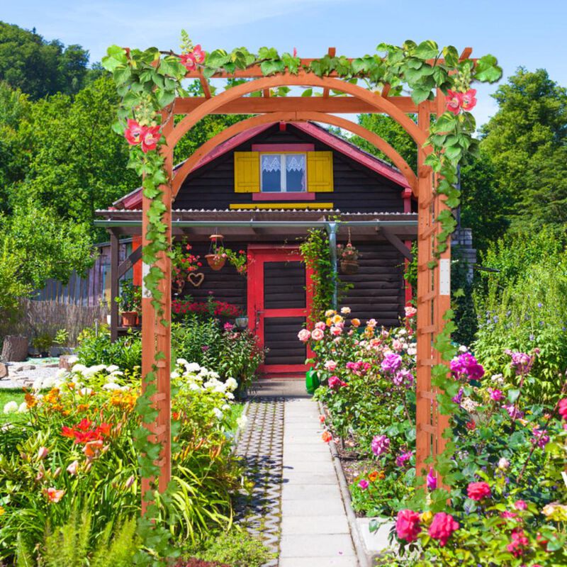 Hivvago Garden Archway Arch Lattice Trellis Pergola for Climbing Plants and Outdoor Wedding Bridal Decor