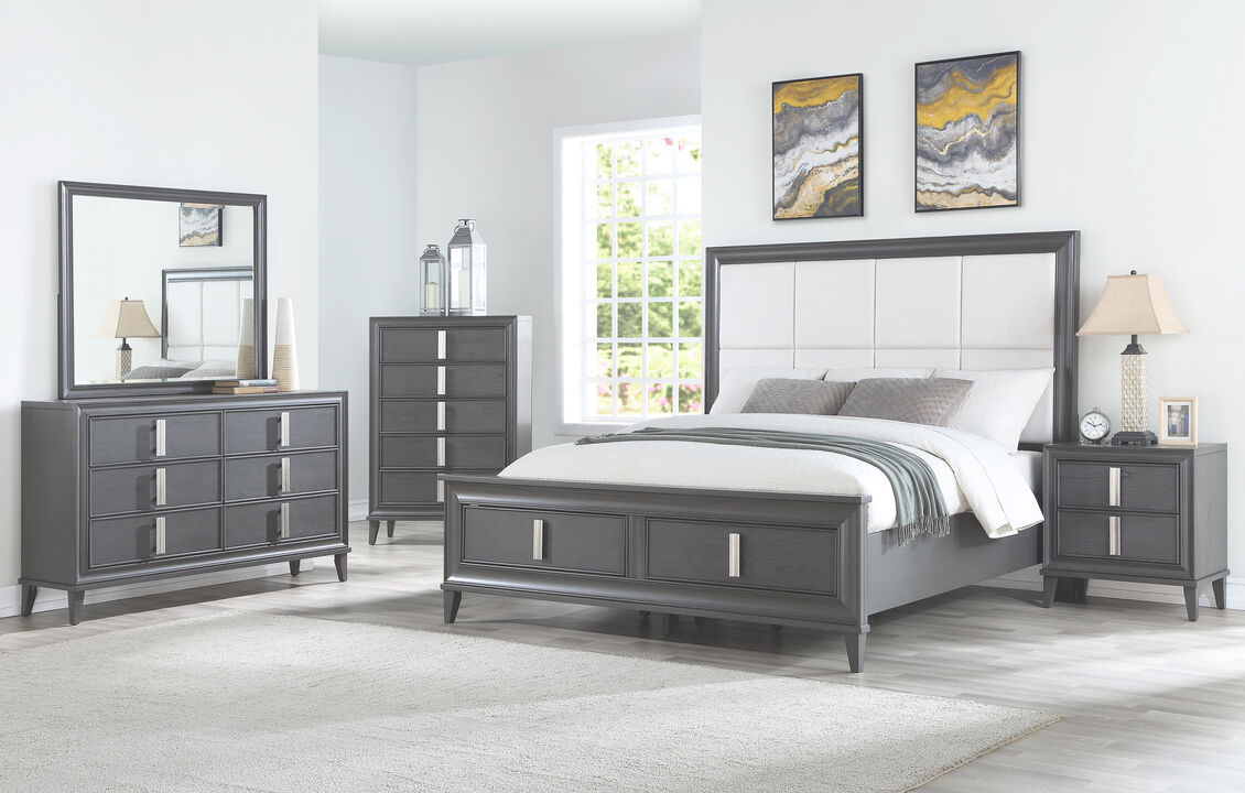 Lorraine Queen Storage Footboard Platform Bed, Dark Grey