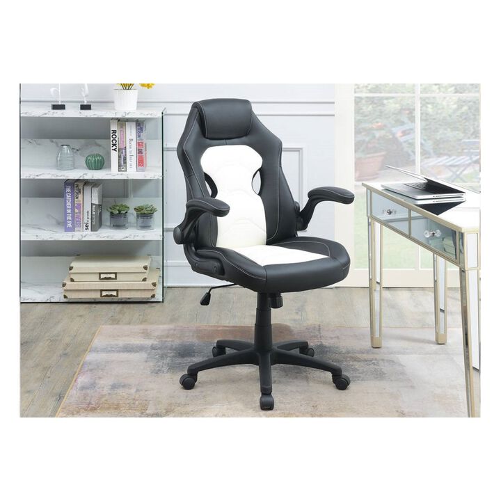 Office Chair Upholstered 1 Piece Comfort Chair Relax Gaming Office Chair Work Black And White Color