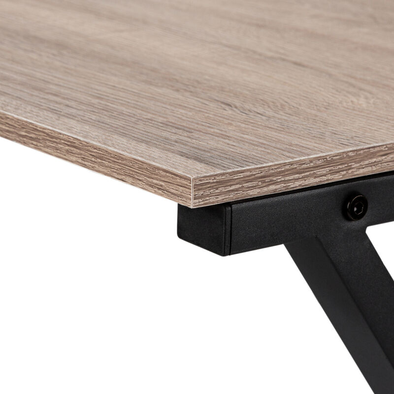 Monarch Specialties I 7197 Computer Desk, Home Office, Corner, 55"L, L Shape, Work, Laptop, Metal, Laminate, Brown, Black, Contemporary, Modern