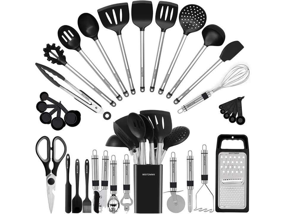 BESTZMWK Kitchen Utensil Set-Silicone Cooking Utensils-33 Kitchen Gadgets