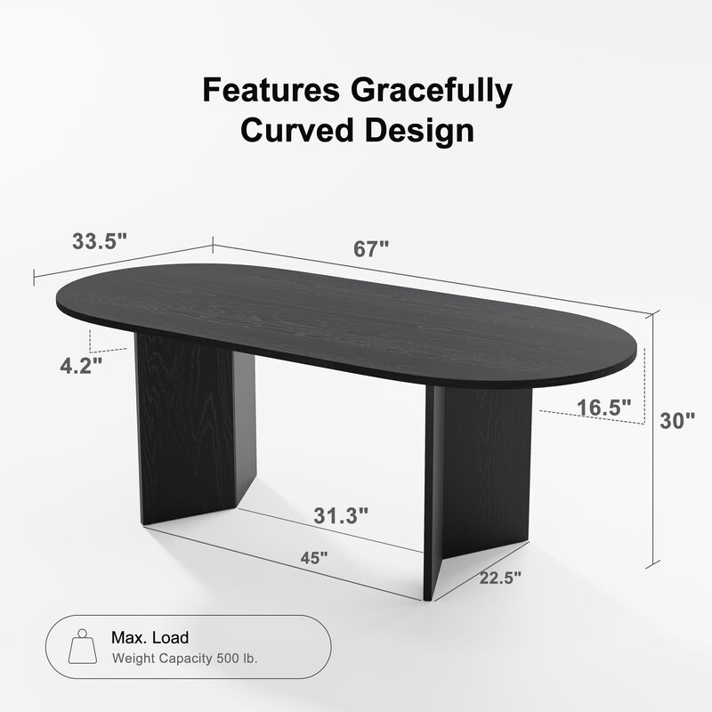 67 Brix Modern Black Oak Wood Oval Dining Table (Seats 6)