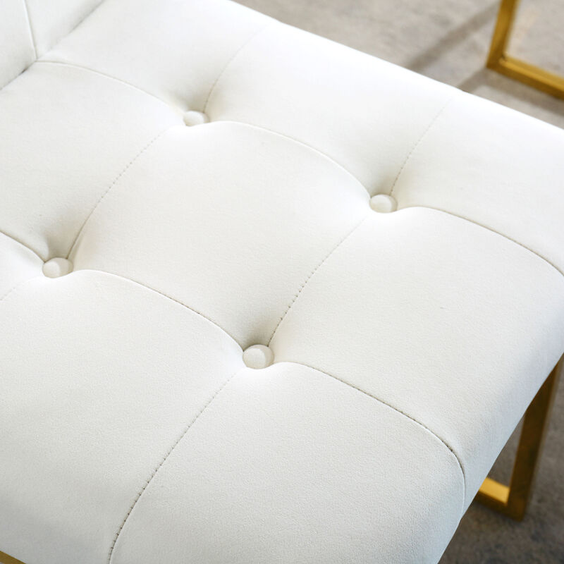 Modern Velvet Dining Chair Set Of 2, Tufted Design And Finish Stainless Base
