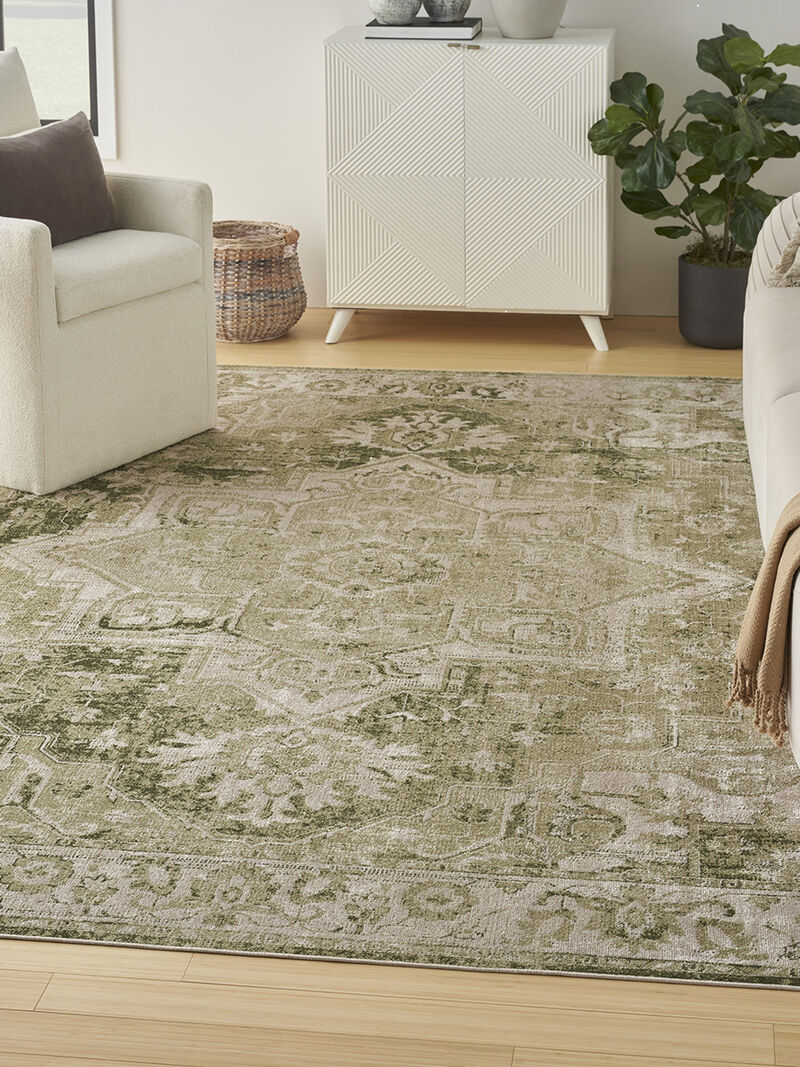 Astra Machine Washable ASW12 Ivory/Green 4' x 6' Rug