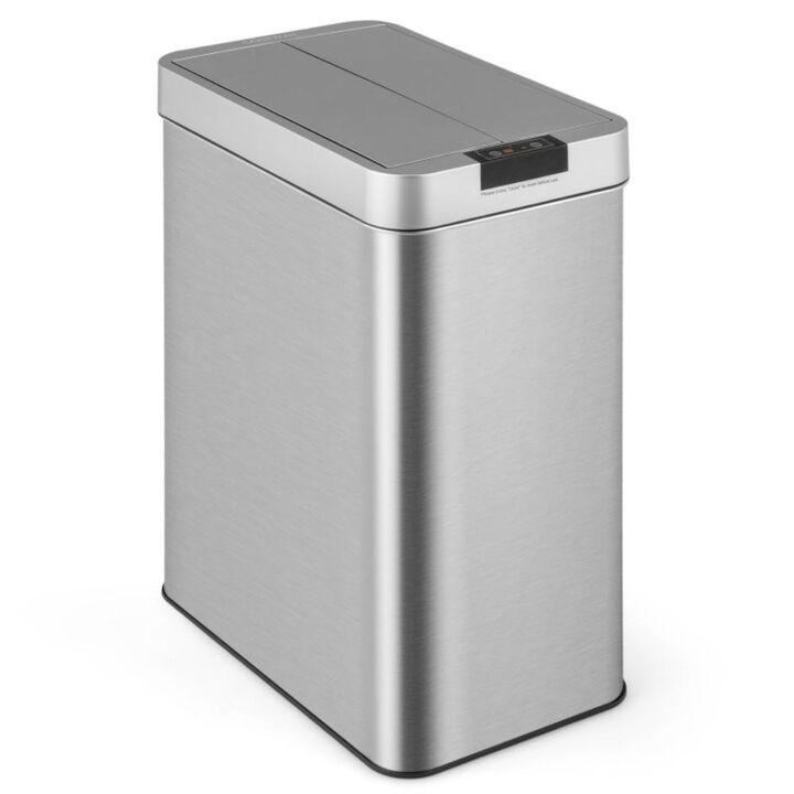 Hivvago 13.2 Gal Slim Kitchen Trash Can with Wing Lids and Stainless Steel Frame Hivvago 13.2 Gal Slim Kitchen Trash Can with Wing Lids and Stainless Steel Frame