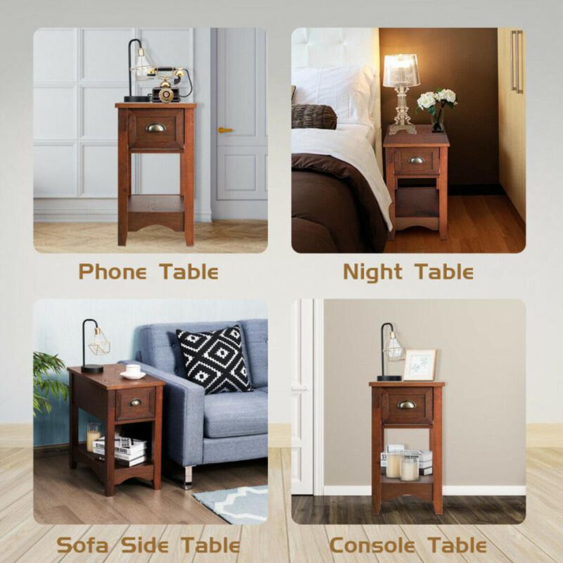 Hivvago Contemporary Chair Side End Table Compact Table with Drawer Nightstand