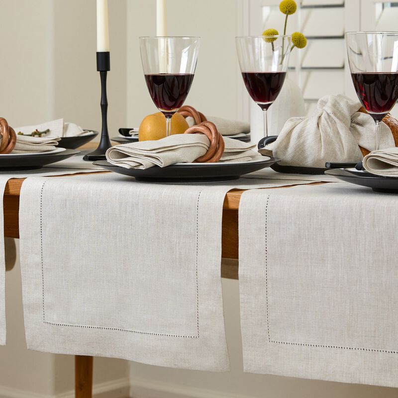 Solino Home 100% Pure Linen Placemats Set of 4 - 14 x 19 Inch | Classic Hemstitch