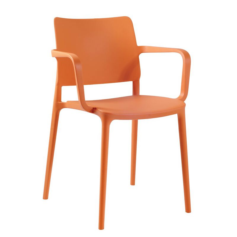 Omax Decor Cleo Arm Resin Patio Dining Chair in Orange - (Set of 2)