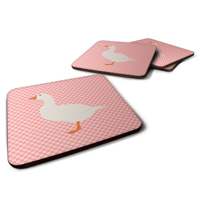Caroline's Treasures Shire Horse Pink Check Decorative coasters, 3.5, Multicolor