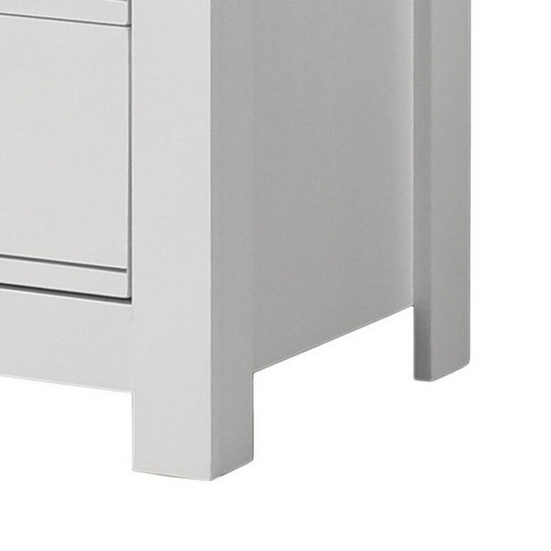 Jermy 47 Inch Tall Dresser, 5 Drawers, Black Handles, Crisp White Finish - Benzara