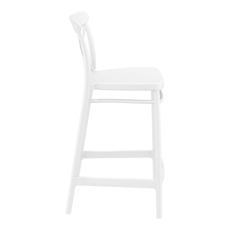 37.75" Black Solid X Accented Outdoor Patio Counter Stool