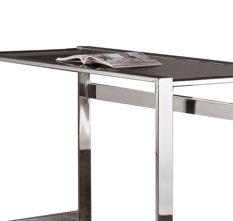 Elegantly Charmed Metal Writing Desk, Silver-Benzara