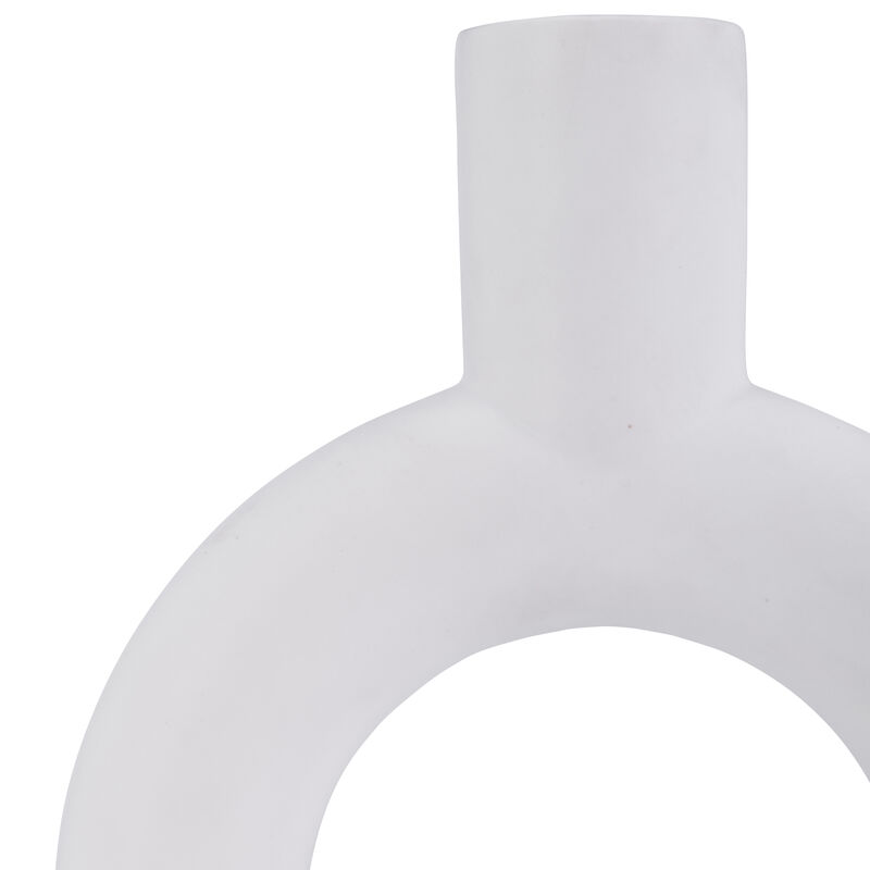 9" White Circle Cut-Out Vase