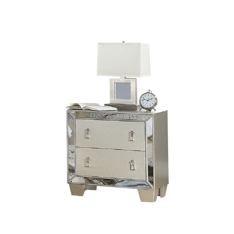 Streamdale Contemporary 2 Drawers Nightstand In Silver