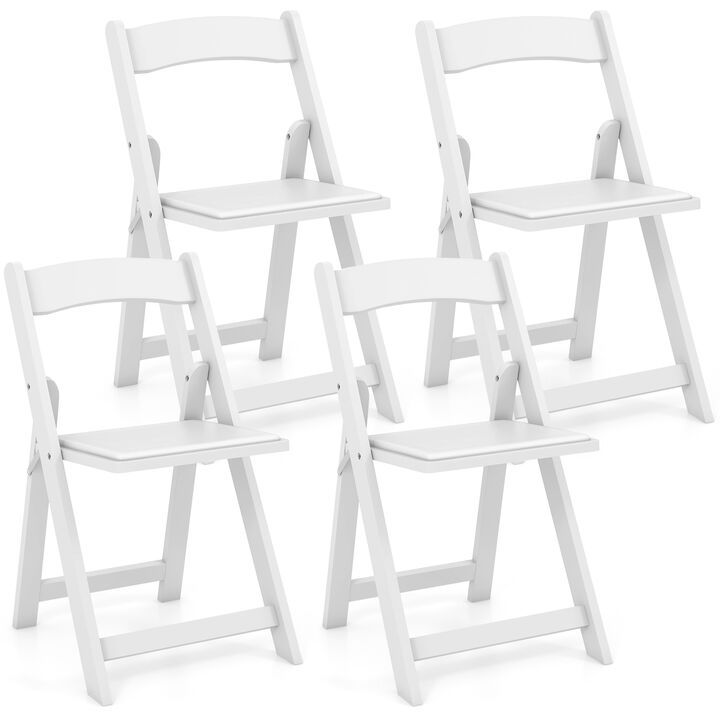Set of 4 Dining Chairs Foldable Kitchen Chair with Rubber Wood Legs and Padded Seat
