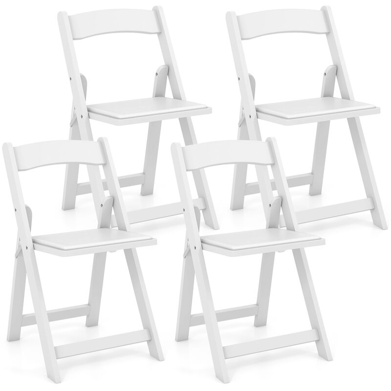 Set of 4 Dining Chairs Foldable Kitchen Chair with Rubber Wood Legs and Padded Seat