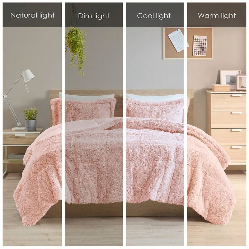 Twin/Twin XL Pink Blush Soft Sherpa Faux Fur 2 Piece Comforter Set