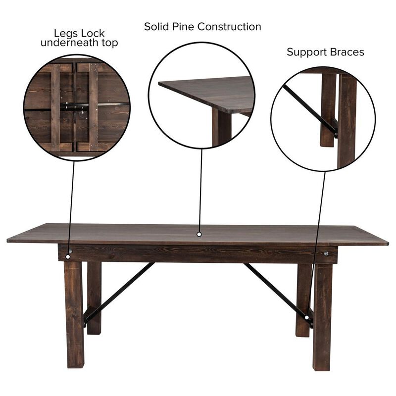 Flash Furniture 8' x 40 Farm Style Dining Table with X-Legs for Commercial and Residential Use