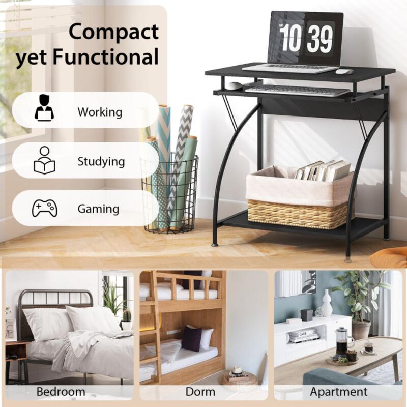 Hivvago 27.5 Inch Laptop Table Computer Desk for Small Spaces with Pull-out Keyboard Tray