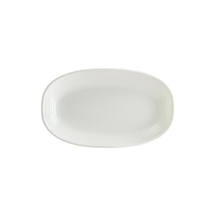 Loop 13" x 7.5" x h:1.5" Oval Warm White Porcelain Platter