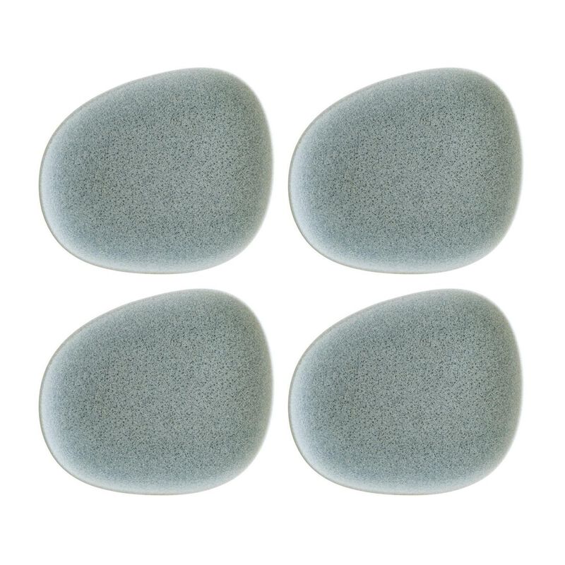 Luca Ocean Matte 7.5" x 6" Organic Blue Porcelain Plate (Set of 4)