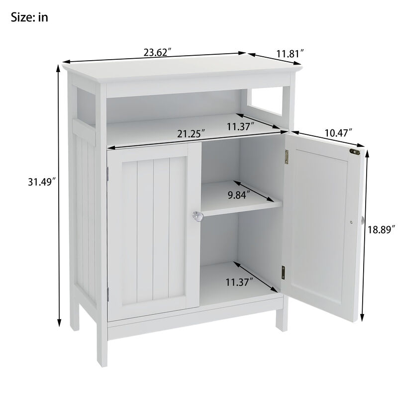 Bathroom Standing Storage Cabinet with Double Shutter Doors for Stylish & Organized Space