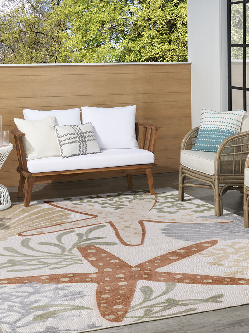 Aloha ALH24 Ivory/Multicolor 6' x 9' Rug