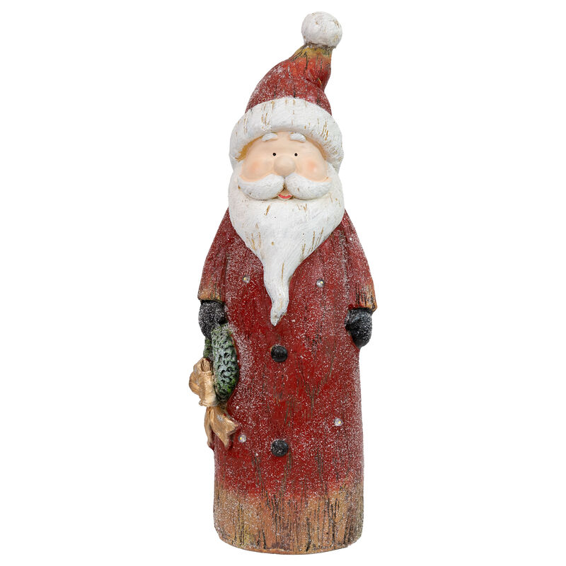 Sunnydaze Rustic Santa Indoor Pre-Lit LED Christmas Statue - 24 in