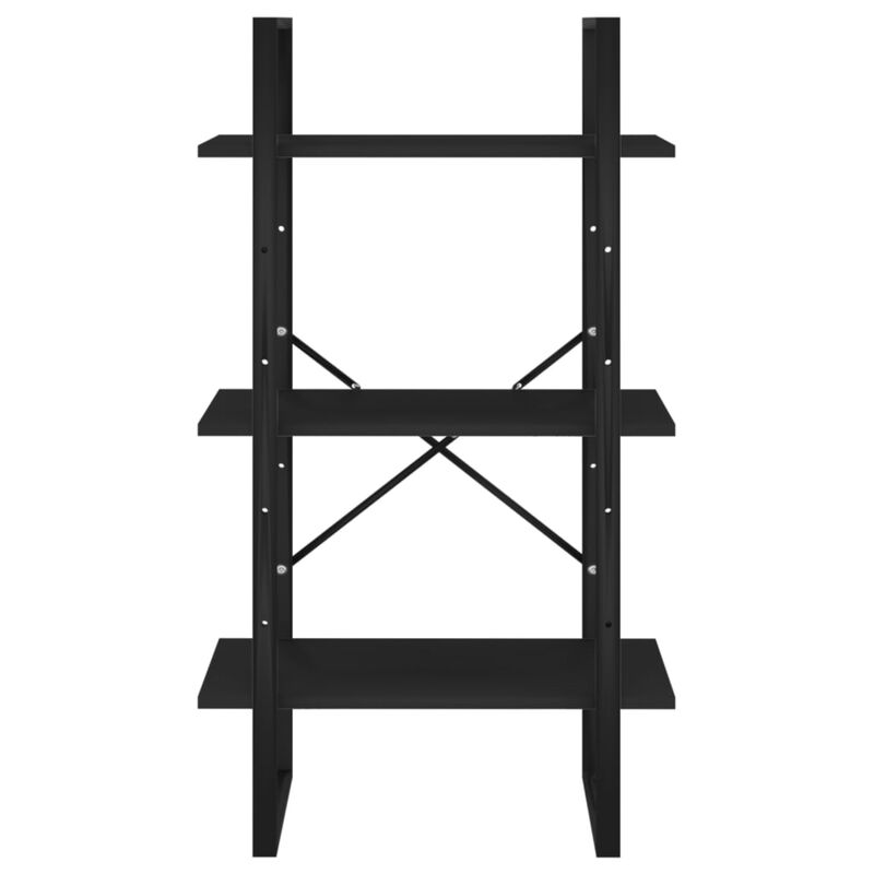 vidaXL Engineered Wood Storage Shelf - Metal and Wood Freestanding Bookshelf/Display Stand - Spacious Shelving Unit for Home, Office, Workshop - Sturdy Black Storage Rack