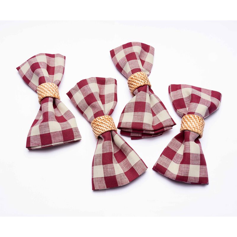 Solino Home 100% Pure Linen Cloth Napkins 20 x 20 Inch Set of 4 Dinner Napkins | Morgan Check