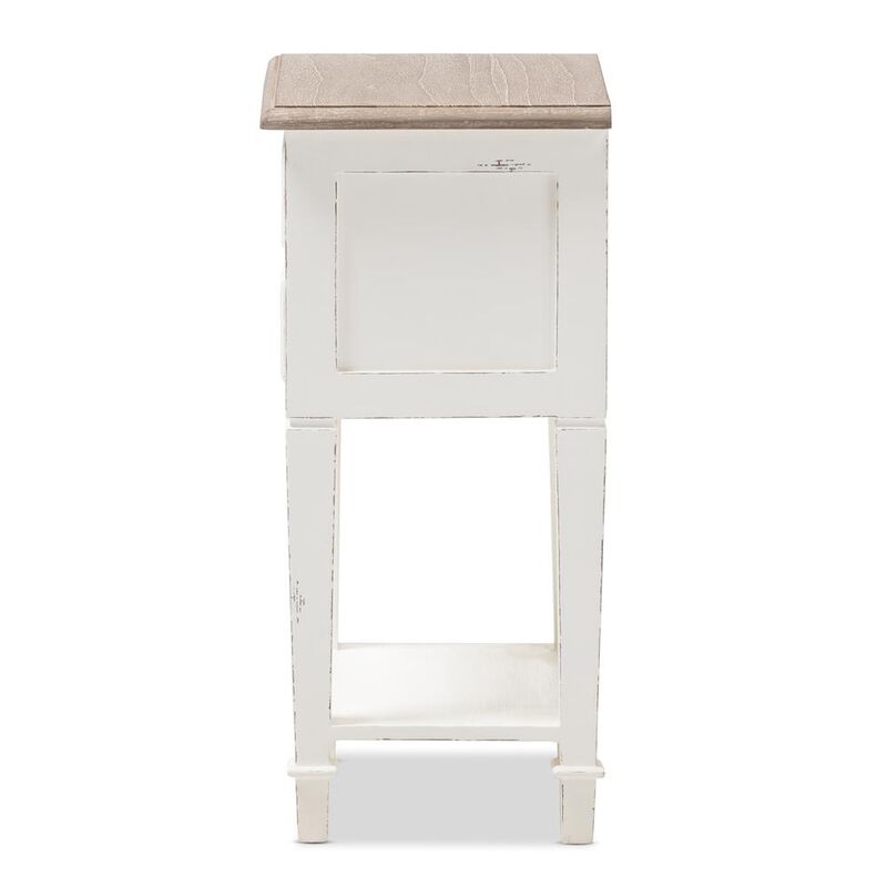 Baxton Studio Weathered Oak And White Wash Distressed Finish Wood Nightstand